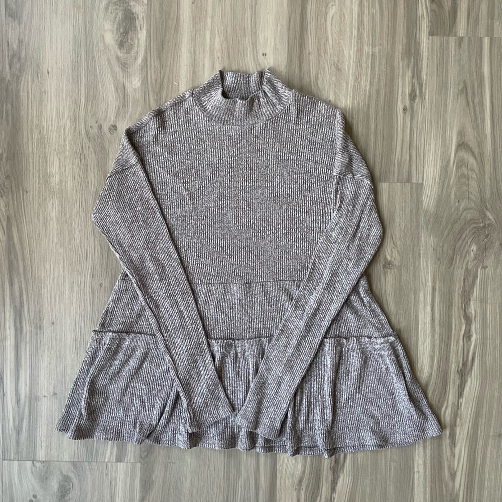 Maurices Ribbed Mock Neck Tiered Babydoll Top